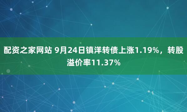 配资之家网站 9月24日镇洋转债上涨1.19%，转股溢价率11.37%