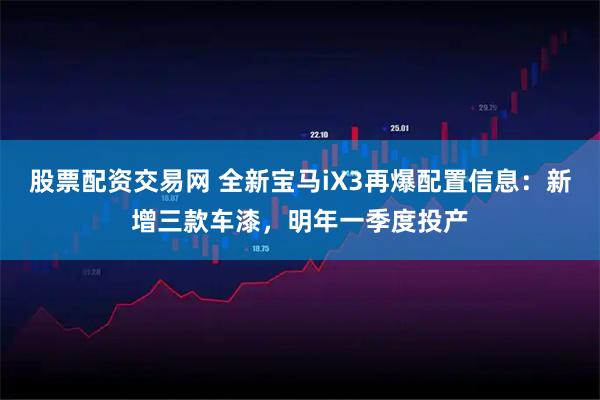 股票配资交易网 全新宝马iX3再爆配置信息：新增三款车漆，明年一季度投产